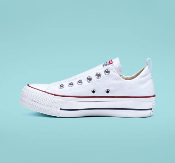 Trampki Niskie Converse Chuck Taylor All Star Lift Platformie Slip Białe Czerwone Niebieskie | CV-860CSK