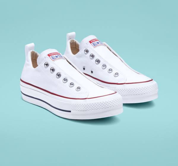 Trampki Niskie Converse Chuck Taylor All Star Lift Platformie Slip Białe Czerwone Niebieskie | CV-860CSK