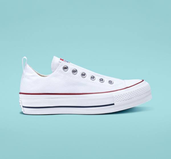 Trampki Niskie Converse Chuck Taylor All Star Lift Platformie Slip Białe Czerwone Niebieskie | CV-860CSK