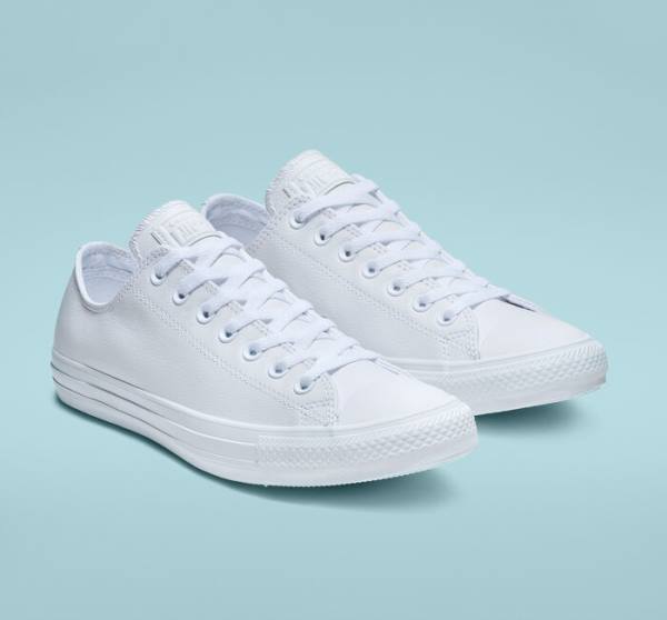 Trampki Niskie Converse Chuck Taylor All Star Skórzane All White Białe | CV-934ETL