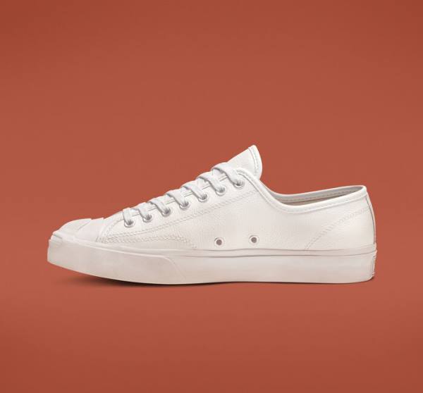 Trampki Niskie Converse Jack Purcell Skórzane Białe Białe Białe | CV-813NUD