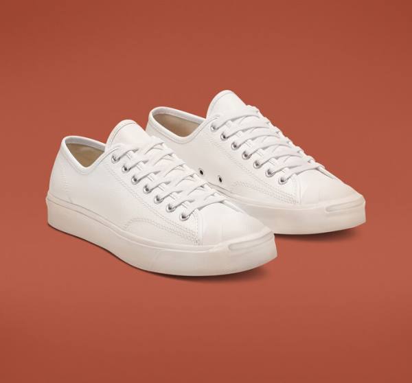 Trampki Niskie Converse Jack Purcell Skórzane Białe Białe Białe | CV-813NUD