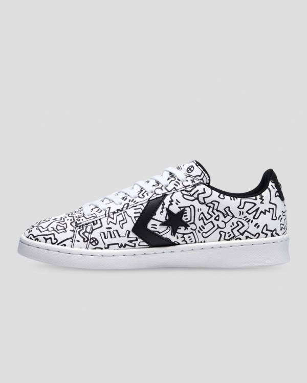 Trampki Niskie Converse Keith Haring Pro Skórzane Białe Czarne Czerwone | CV-651NJH