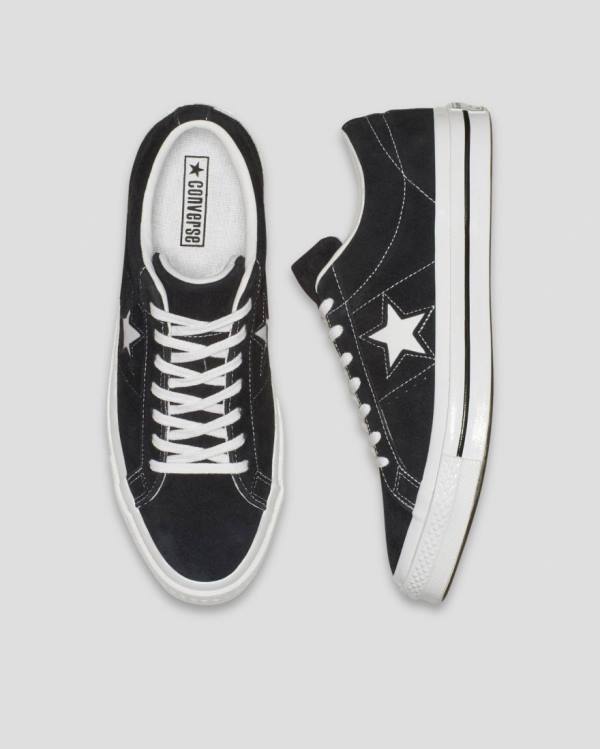 Trampki Niskie Converse One Star Premium Zamszowe Czarne | CV-846XYO