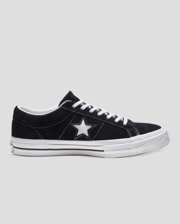 Trampki Niskie Converse One Star Premium Zamszowe Czarne | CV-846XYO