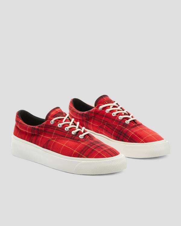 Trampki Niskie Converse Skidgrip Twisted Plaid Czerwone | CV-079PKA