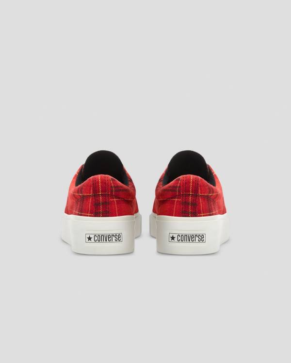 Trampki Niskie Converse Skidgrip Twisted Plaid Czerwone | CV-342JHX