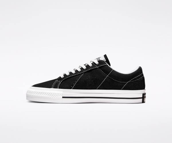 Trampki Niskie Converse Stussy One Star Czarne Białe | CV-385RPL