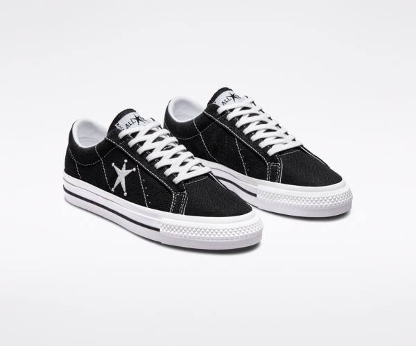 Trampki Niskie Converse Stussy One Star Czarne Białe | CV-385RPL