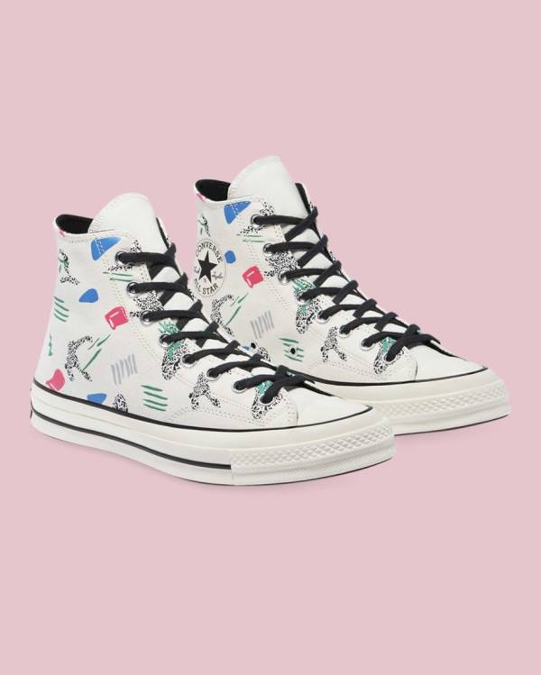 Trampki Wysokie Converse Chuck 70 80s Archive Print Beżowe | CV-327UVZ