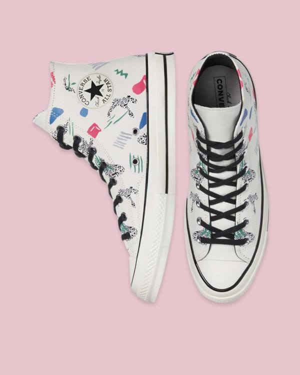 Trampki Wysokie Converse Chuck 70 80s Archive Print Beżowe | CV-843MVE