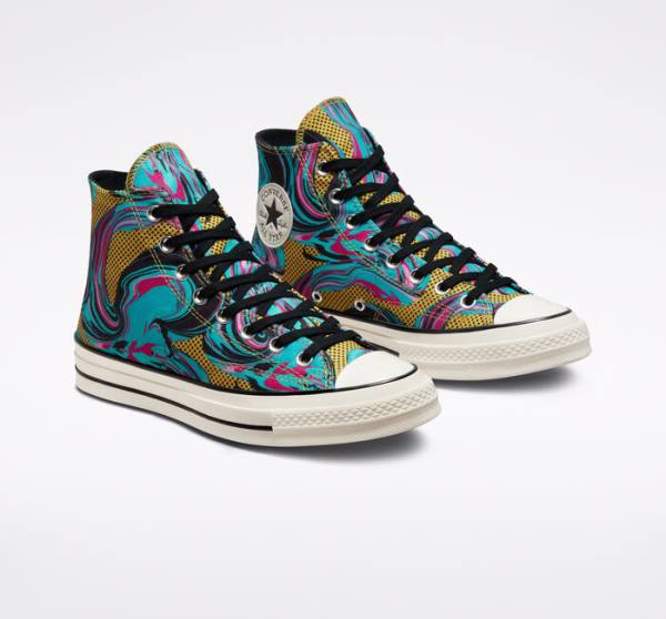 Trampki Wysokie Converse Chuck 70 '90s Marbled Turkusowe | CV-238GTB