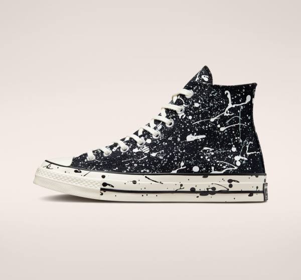 Trampki Wysokie Converse Chuck 70 Archive Paint Splatter Czarne Szare | CV-012GHM