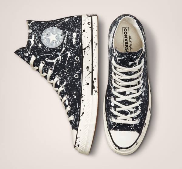 Trampki Wysokie Converse Chuck 70 Archive Paint Splatter Czarne Szare | CV-012GHM