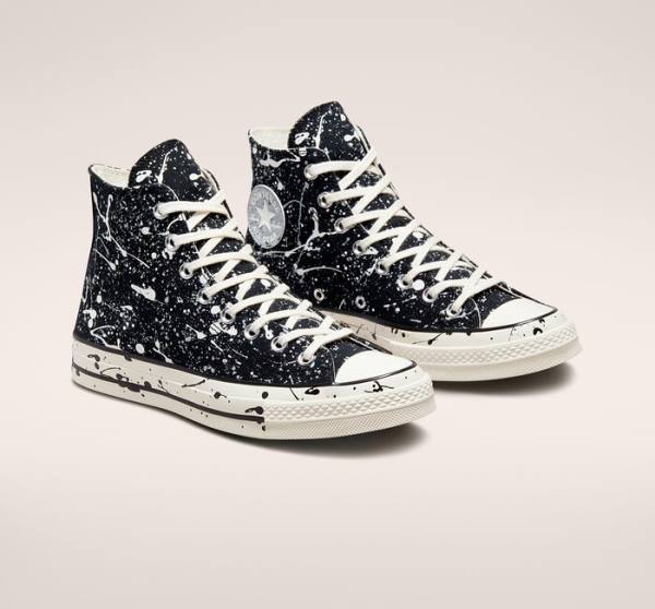 Trampki Wysokie Converse Chuck 70 Archive Paint Splatter Czarne Szare | CV-012GHM