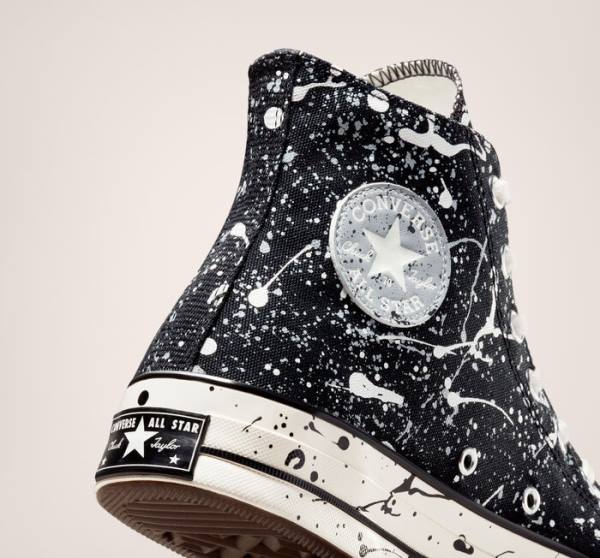 Trampki Wysokie Converse Chuck 70 Archive Paint Splatter Czarne Szare | CV-012GHM