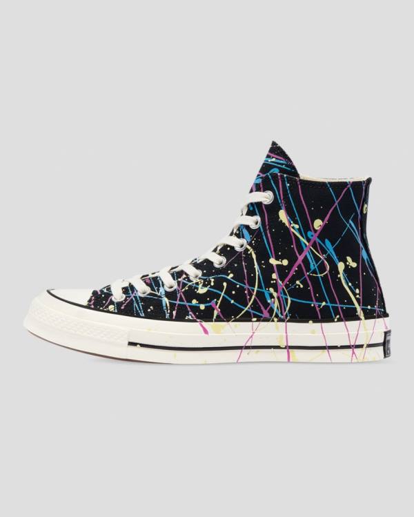 Trampki Wysokie Converse Chuck 70 Archive Print Paint Splatter Czarne | CV-021IDW