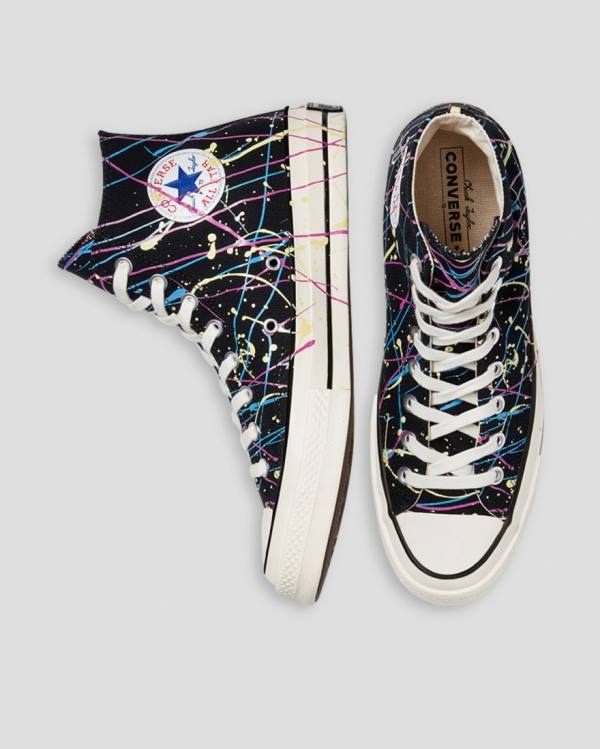 Trampki Wysokie Converse Chuck 70 Archive Print Paint Splatter Czarne | CV-021IDW