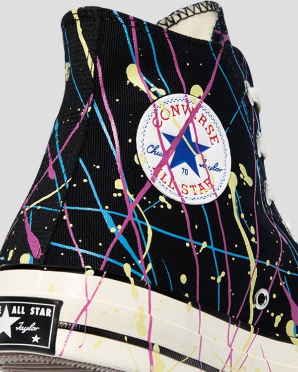 Trampki Wysokie Converse Chuck 70 Archive Print Paint Splatter Czarne | CV-021IDW