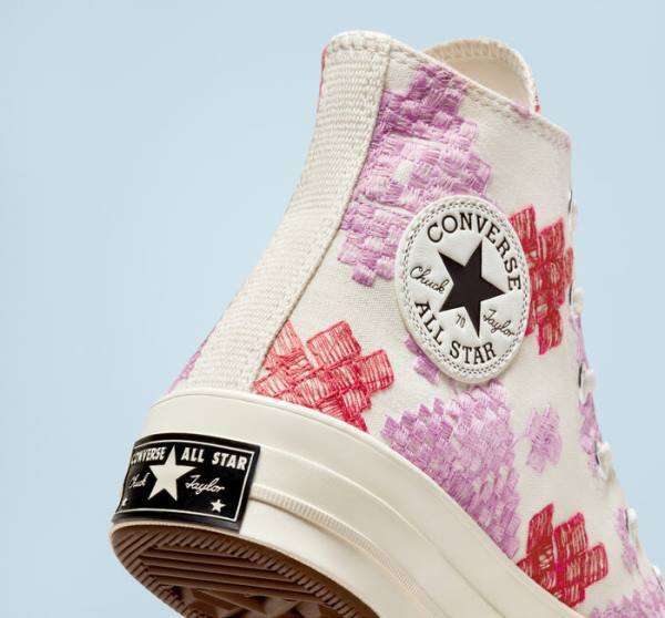 Trampki Wysokie Converse Chuck 70 Bright Embroidery Różowe Czerwone | CV-104CFX