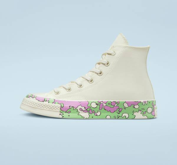 Trampki Wysokie Converse Chuck 70 Crafted Florals Różowe Głęboka Zielone | CV-052DEN