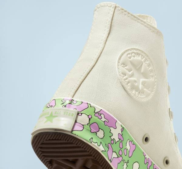 Trampki Wysokie Converse Chuck 70 Crafted Florals Różowe Głęboka Zielone | CV-052DEN