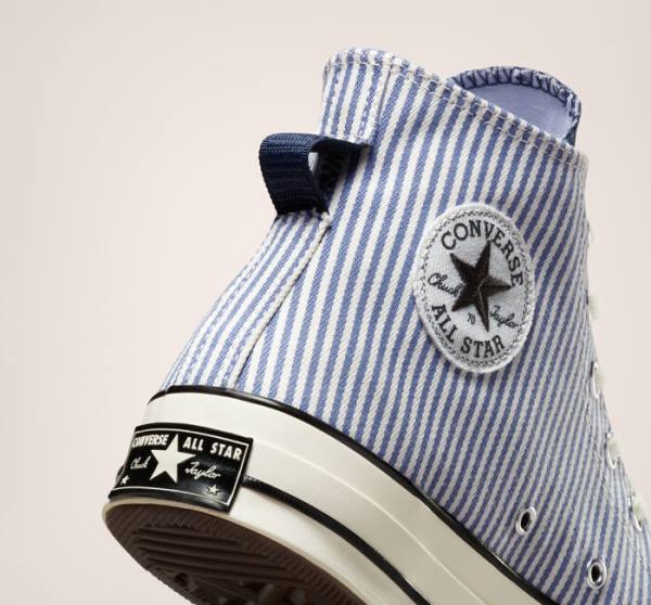 Trampki Wysokie Converse Chuck 70 Crafted Stripe Indygo Czarne | CV-074YXC