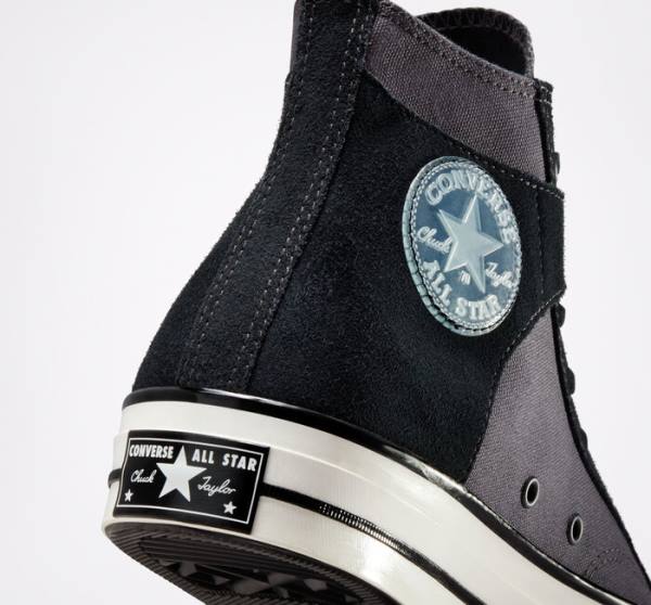 Trampki Wysokie Converse Chuck 70 Crafted Płócienne Czarne Białe | CV-156KNV