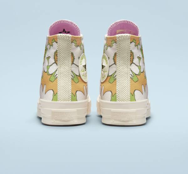 Trampki Wysokie Converse Chuck 70 Crafted Florals Różowe Oliwkowe | CV-317UEZ