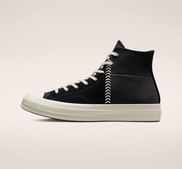 Trampki Wysokie Converse Chuck 70 Crafted Skórzane Czarne Czerwone | CV-327XNK