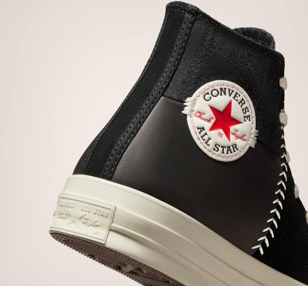 Trampki Wysokie Converse Chuck 70 Crafted Skórzane Czarne Czerwone | CV-327XNK