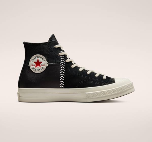 Trampki Wysokie Converse Chuck 70 Crafted Skórzane Czarne Czerwone | CV-327XNK