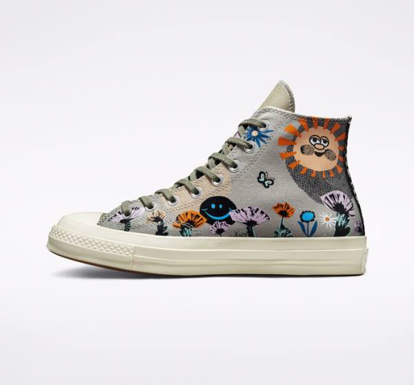 Trampki Wysokie Converse Chuck 70 Floral Oliwkowe Kolorowe | CV-820NUF