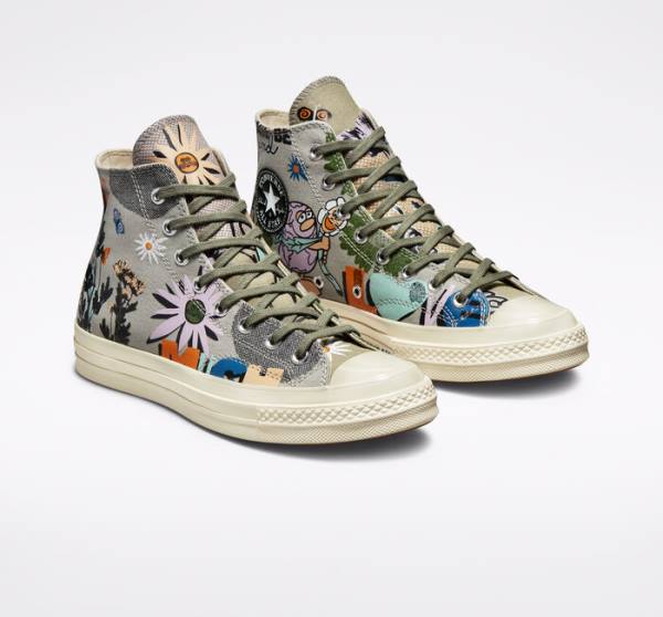 Trampki Wysokie Converse Chuck 70 Floral Oliwkowe Kolorowe | CV-820NUF