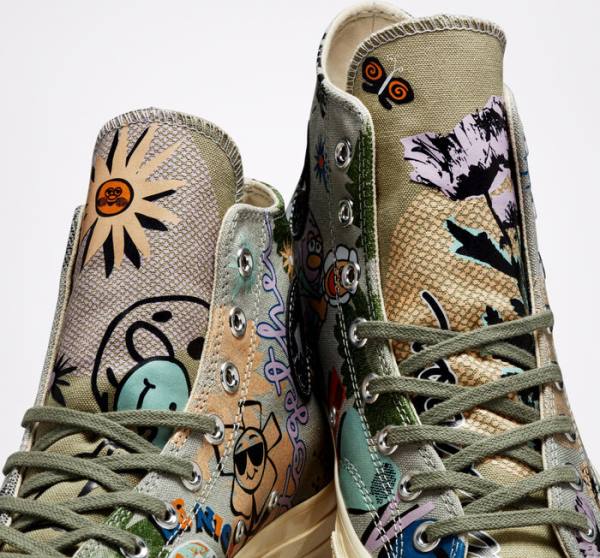 Trampki Wysokie Converse Chuck 70 Floral Oliwkowe Kolorowe | CV-820NUF