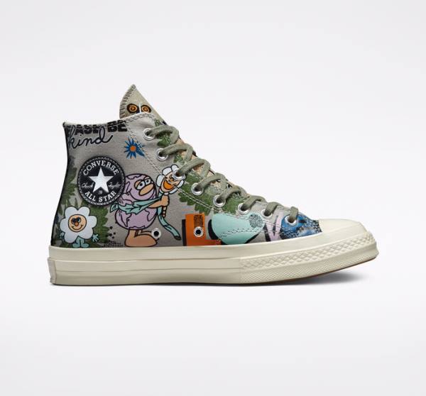 Trampki Wysokie Converse Chuck 70 Floral Oliwkowe Kolorowe | CV-820NUF