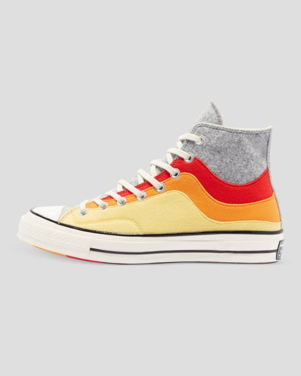 Trampki Wysokie Converse Chuck 70 Nor'Easter Felted Layered Szare Czerwone Żółte | CV-941OGZ