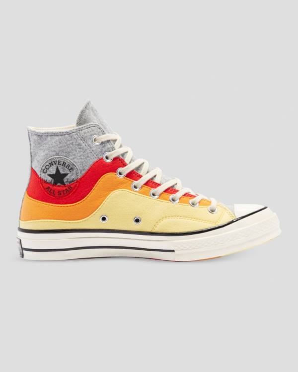 Trampki Wysokie Converse Chuck 70 Nor\'Easter Felted Layered Szare Czerwone Żółte | CV-941OGZ