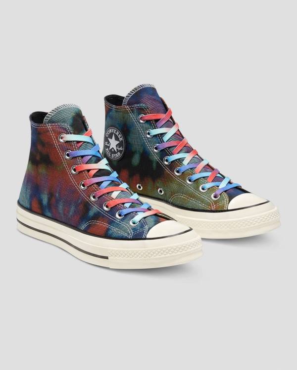 Trampki Wysokie Converse Chuck 70 Plaid Tie Dye Czarne | CV-149OXB