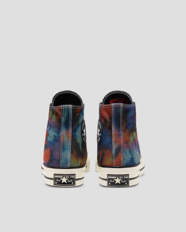 Trampki Wysokie Converse Chuck 70 Plaid Tie Dye Czarne | CV-149OXB