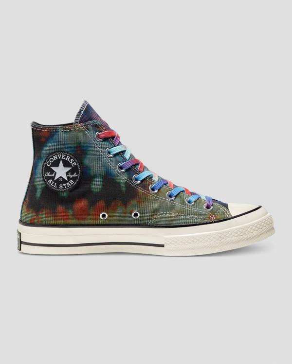 Trampki Wysokie Converse Chuck 70 Plaid Tie Dye Czarne | CV-149OXB