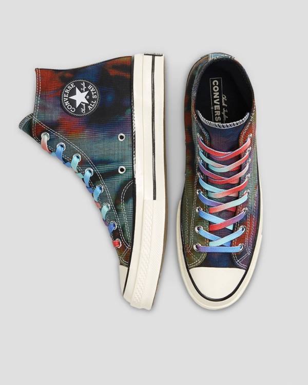 Trampki Wysokie Converse Chuck 70 Plaid Tie Dye Czarne | CV-895ESM