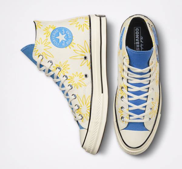 Trampki Wysokie Converse Chuck 70 Sunny Floral Niebieskie | CV-026RJH