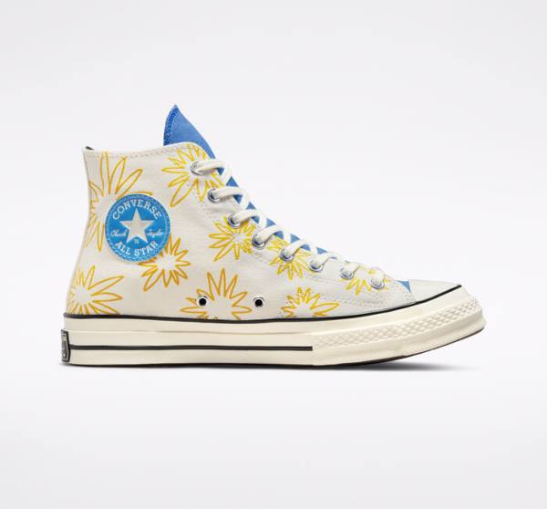 Trampki Wysokie Converse Chuck 70 Sunny Floral Niebieskie | CV-026RJH