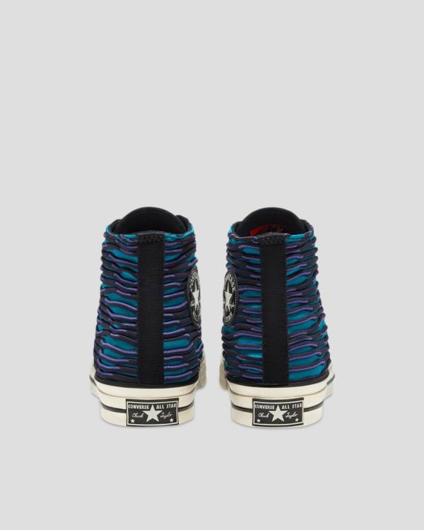 Trampki Wysokie Converse Chuck 70 Wavy Knit Niebieskie | CV-047ZSH