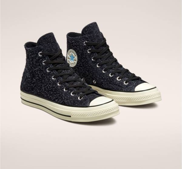 Trampki Wysokie Converse Chuck 70 Zamszowe Seasonal Color Czarne | CV-541IVB