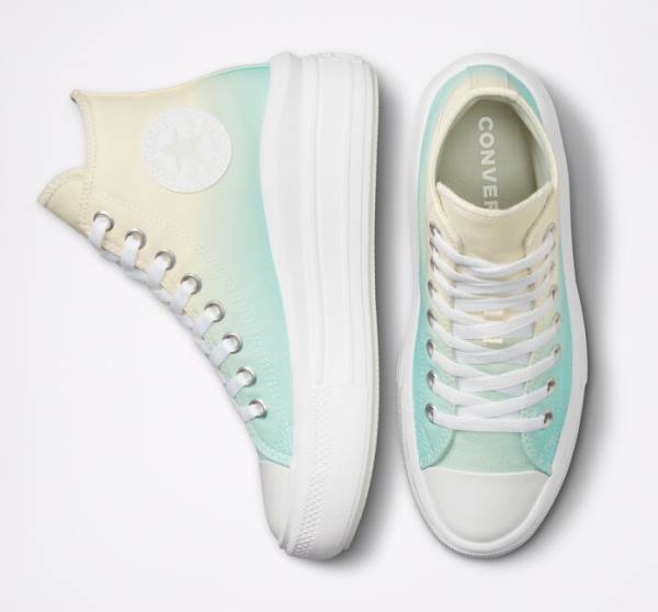 Trampki Wysokie Converse Chuck Taylor All Star Move Platformie Ombre Białe | CV-024BYK