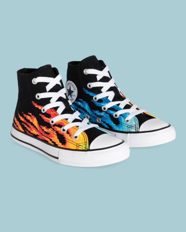 Trampki Wysokie Converse Chuck Taylor All Star Flame Print Czarne | CV-041AOY