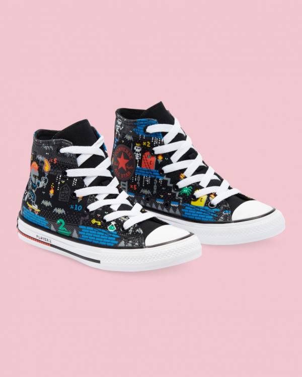 Trampki Wysokie Converse Chuck Taylor All Star Gamer Print Czarne | CV-063THB