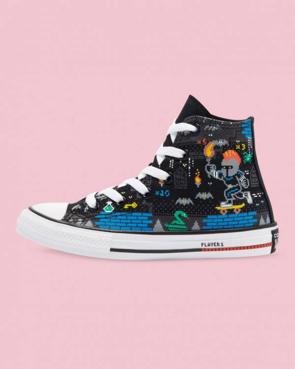 Trampki Wysokie Converse Chuck Taylor All Star Gamer Print Czarne | CV-063THB